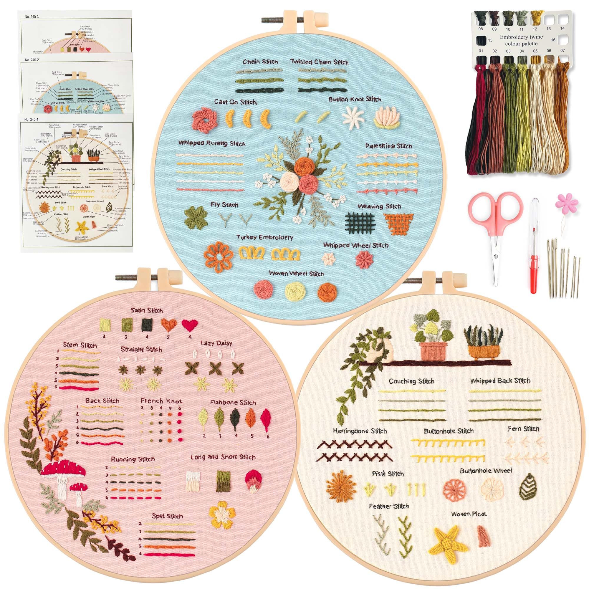Amazon.com: Myfilicity Embroidery Beginners Stitch Practice kit, 3